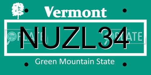NUZL34 Vermont License Plate