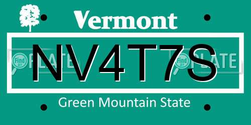 NV4T7S Vermont License Plate