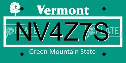 NV4Z7S Vermont License Plate