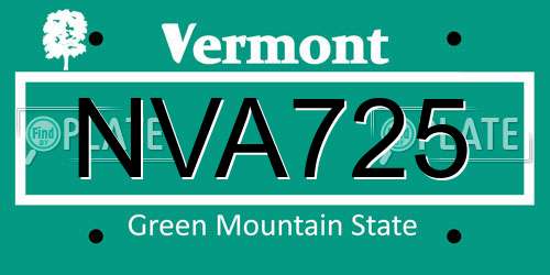 NVA725 Vermont License Plate