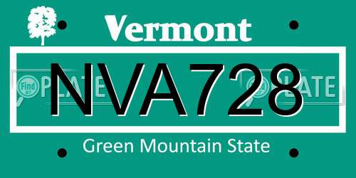 NVA728 Vermont License Plate