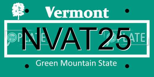 NVAT25 Vermont License Plate