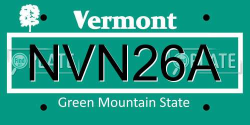 NVN26A Vermont License Plate