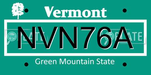 NVN76A Vermont License Plate