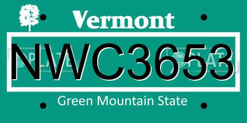 NWC3653 Vermont License Plate