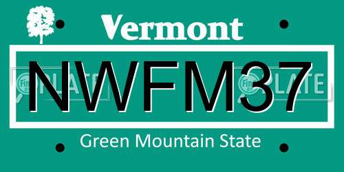 NWFM37 Vermont License Plate