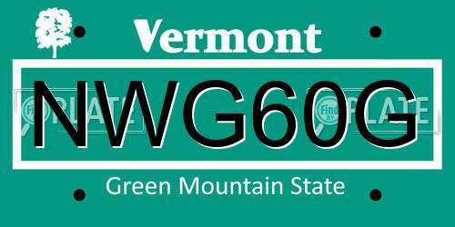 NWG60G Vermont License Plate