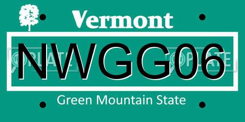 NWGG06 Vermont License Plate