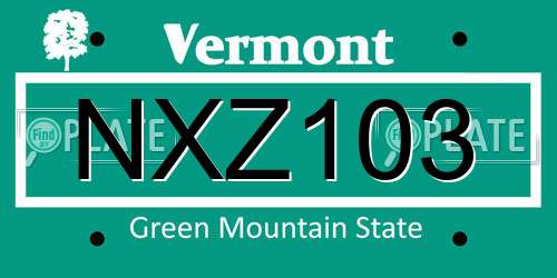 NXZ103 Vermont License Plate