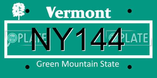 NY144 Vermont License Plate