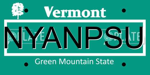NYANPSU Vermont License Plate