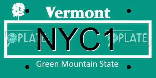 NYC1 Vermont License Plate