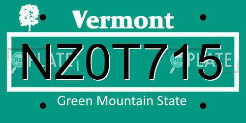 NZ0T715 Vermont License Plate