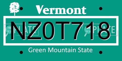 NZ0T718 Vermont License Plate