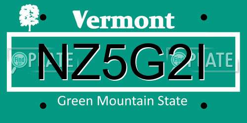 NZ5G2I Vermont License Plate