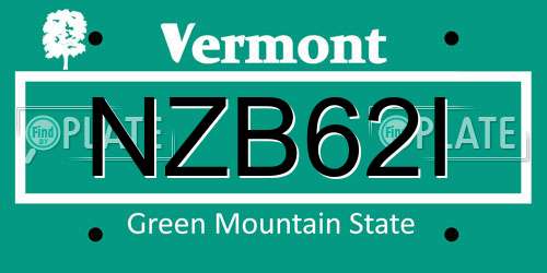 NZB62I Vermont License Plate