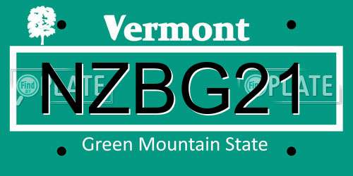 NZBG21 Vermont License Plate