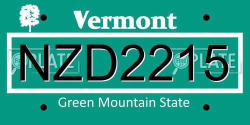 NZD2215 Vermont License Plate