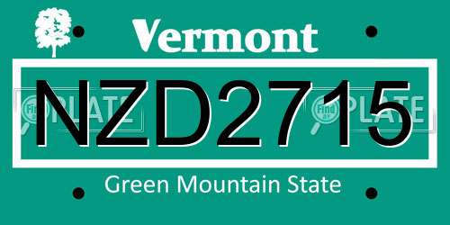 NZD2715 Vermont License Plate