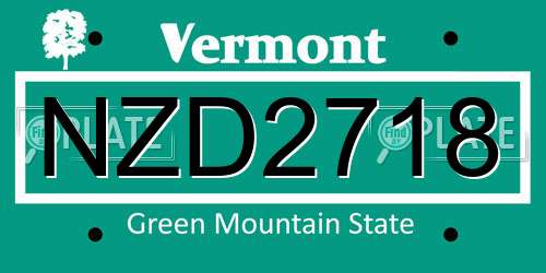 NZD2718 Vermont License Plate