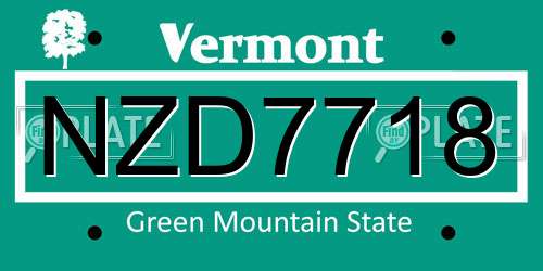 NZD7718 Vermont License Plate