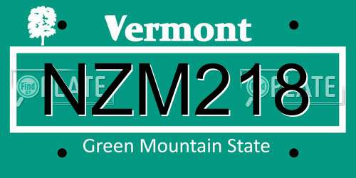 NZM218 Vermont License Plate