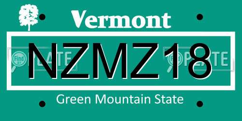NZMZ18 Vermont License Plate