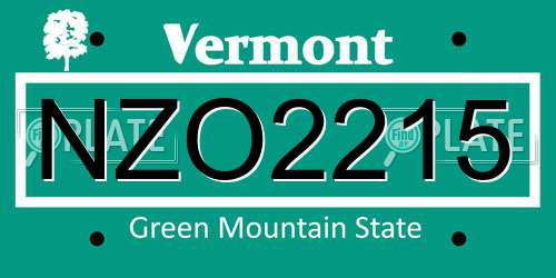 NZO2215 Vermont License Plate