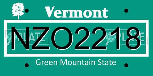 NZO2218 Vermont License Plate