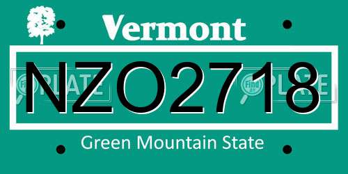 NZO2718 Vermont License Plate