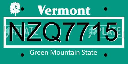 NZQ7715 Vermont License Plate