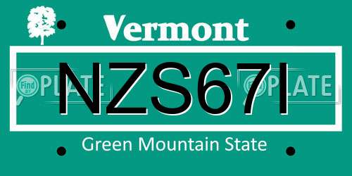 NZS67I Vermont License Plate
