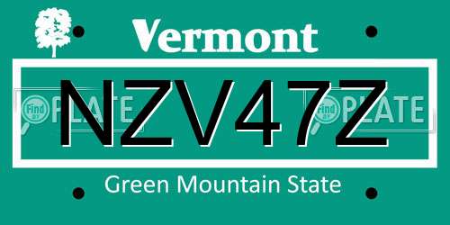 NZV47Z Vermont License Plate