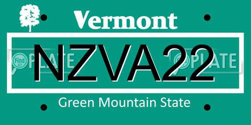 NZVA22 Vermont License Plate