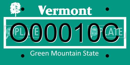 O00010C Vermont License Plate