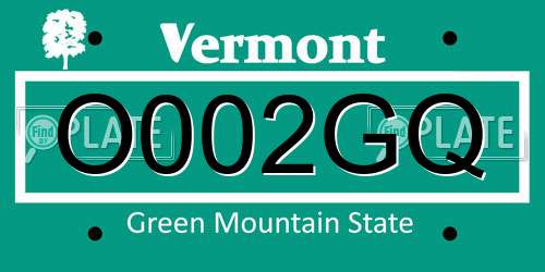 O002GQ Vermont License Plate