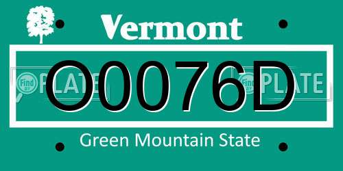 O0076D Vermont License Plate