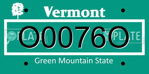 O0076O Vermont License Plate