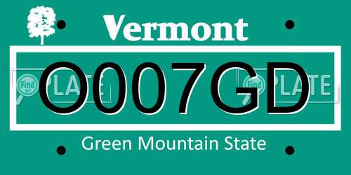O007GD Vermont License Plate