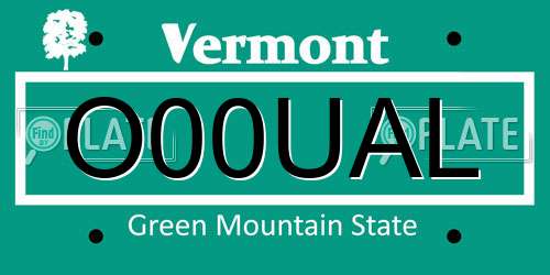 O00UAL Vermont License Plate
