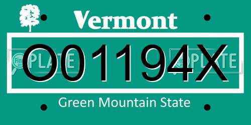 O01194X Vermont License Plate