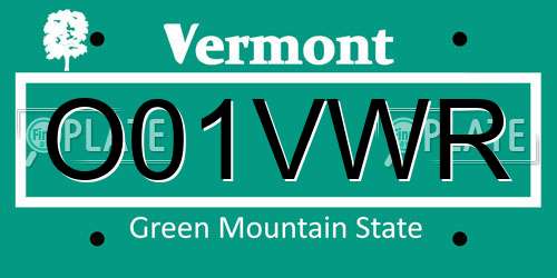 O01VWR Vermont License Plate