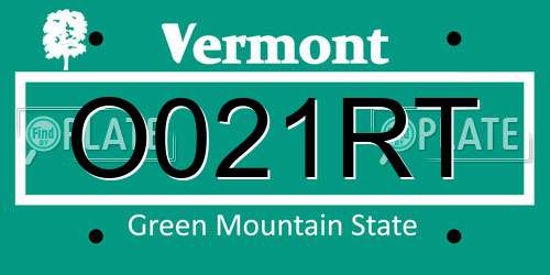 O021RT Vermont License Plate