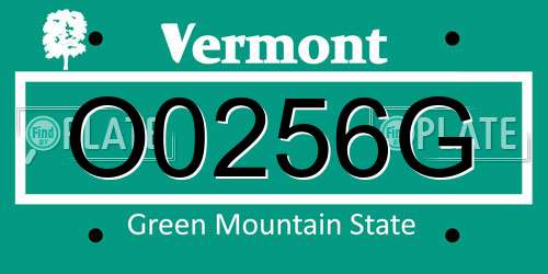 O0256G Vermont License Plate