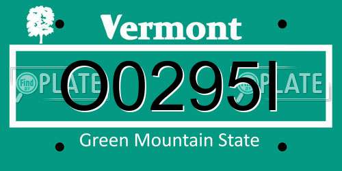 O0295I Vermont License Plate