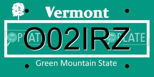 O02IRZ Vermont License Plate