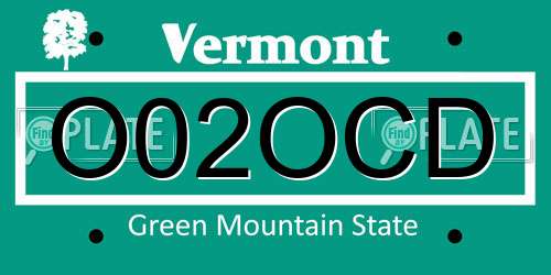 O02OCD Vermont License Plate