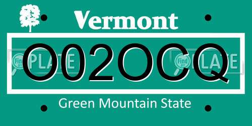 O02OCQ Vermont License Plate