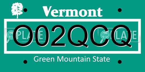 O02QCQ Vermont License Plate