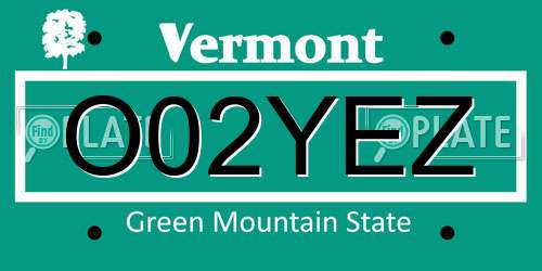 O02YEZ Vermont License Plate
